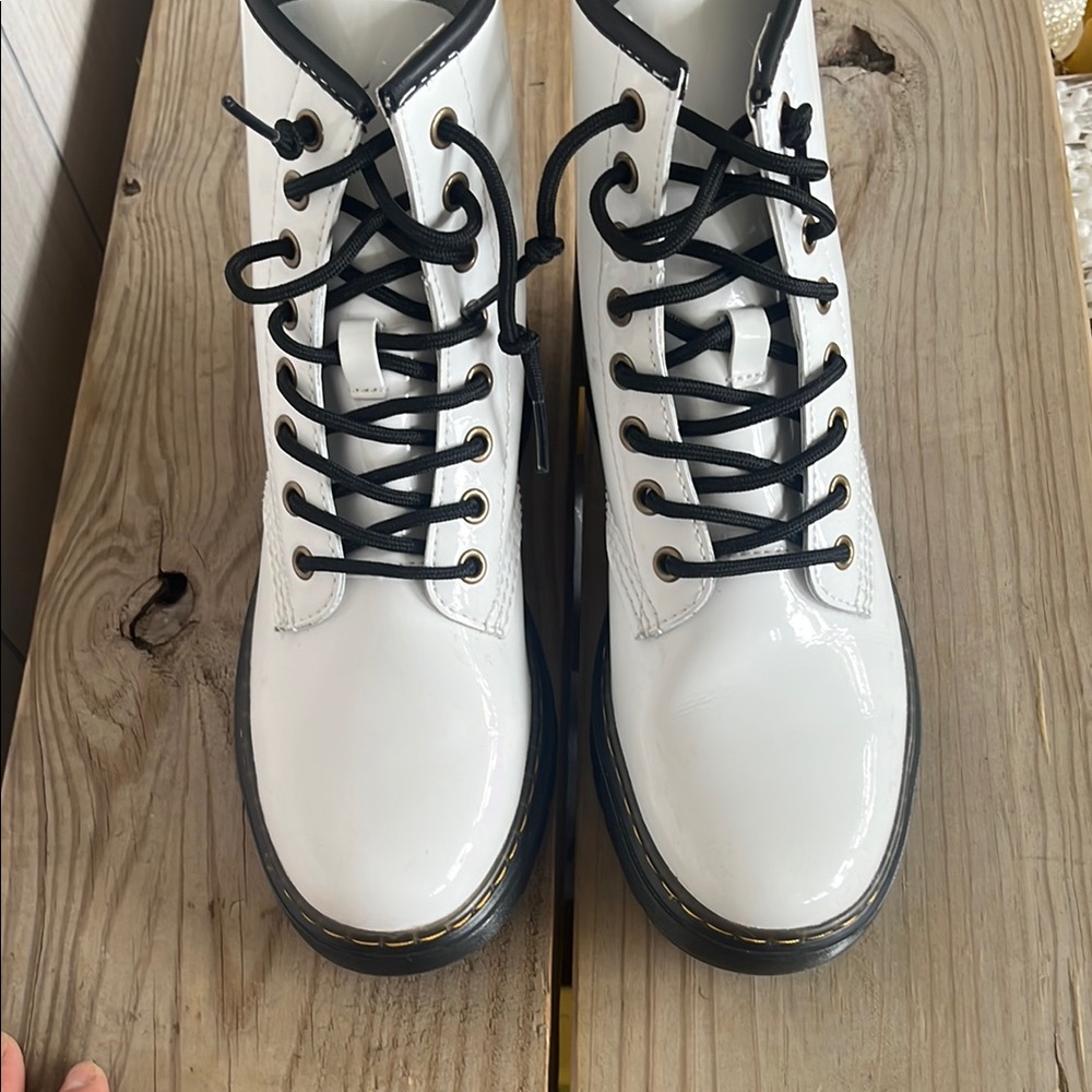 Dr. Martens White Patent Leather Boots